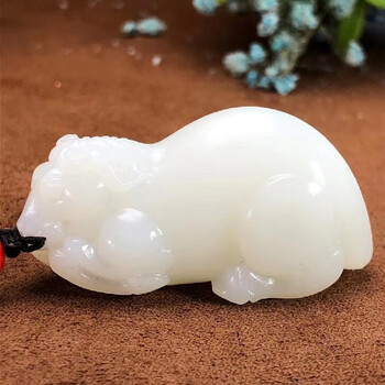 慈心缘和田玉脂白新疆马到成功吊坠玉质细腻温润男女玉坠项链挂件玉牌