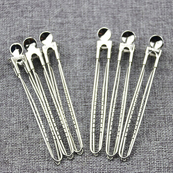 大圈不锈钢丝夹理发型师鸭嘴夹推波纹平口定位分区夹子 无绣钢丝夹6个