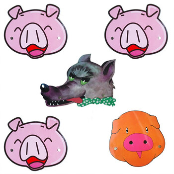 三只小猪故事游戏头饰小动物幼儿园儿童表演角色扮演道具头箍 三只猪