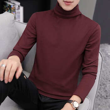 劲霸男装秋季男士长袖恤半高领内搭卫衣打底衫潮牌时尚新款舒适休闲