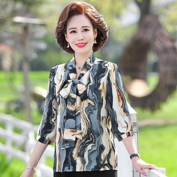 洋气高贵打底小衫50岁衬衣2022夏季母亲衣服蓝色上衣2xl建议100115斤