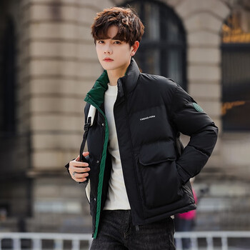 立领潮流男装黑色男式青少年秋冬个性衣服l男孩冬装韩版潮流羽绒外套
