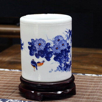 景德镇陶瓷器陶瓷笔洗笔筒创意笔筒摆件礼品办公装饰品摆设会议纪念品