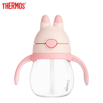 膳魔师THERMOS 儿童水杯四季可用PA材质小孩手柄吸管杯婴儿学饮杯启蒙训练可爱兔子宝宝防漏水杯