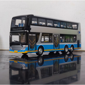 奥迪双钻(auldey)1:42宇通客车模型黑金刚巴士新款纯电动双层公交车