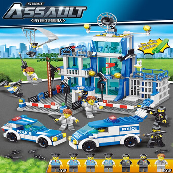 乐高(lego)军事系列积木玩具儿童新款大型警察大楼警车全套男孩子拼装