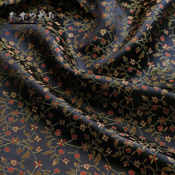 丝绸布料中国风中国风黑色唯美薄提花丝绸缎布料春秋气质连衣裙旗袍