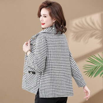 情罗兰（QINGLUOLAN）妈妈装春秋毛呢外套厚中老年女装春装格子上衣中年人女士50岁衣服 A26黑白 4XL(建议135-145斤)
