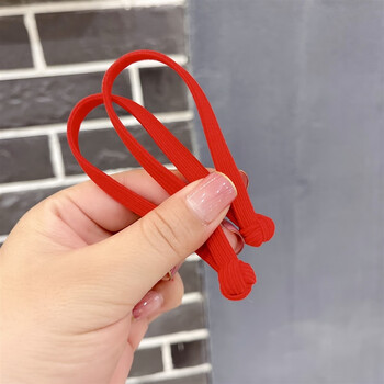 筋发绳女童扎头发中国结皮筋女孩发圈高弹力双头头绳头饰大红色一根