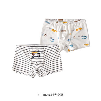 衣拉拉（elala）男童弹力棉平角内裤贴身亲肤四角短裤小男孩裤头学生中大童底裤 时光之夏 140码(140码建议51-65斤)