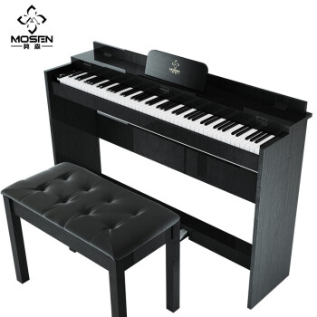 莫森(mosen)智能电钢琴MS-103P黑色 电子琴数码钢琴88键重度键 专业级+原装琴架+三踏板+双人琴凳大礼包