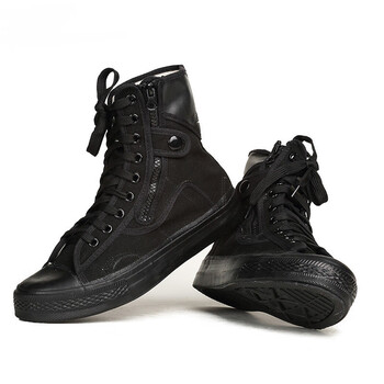 安保鞋高帮黑色作训鞋户外解放鞋登山运动鞋物业保安工作鞋 黑色 37