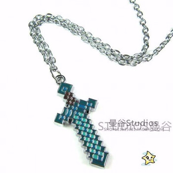 Minecraft我的世界周边jj怪苦力怕史蒂夫钻石剑镐项链钥匙扣挂件蓝剑项链 图片价格品牌报价 京东