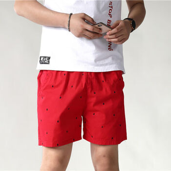 短裤沙滩裤三分裤宽松居家休闲运动热裤四分马拉松红色xl骷髅款100115
