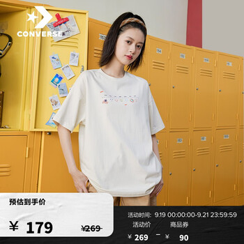 匡威(converse) converse匡威官方 新款宽松圆领校园简约印花女款短袖