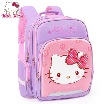 凯蒂猫(hello kitty)儿童书包小学生双肩背包女童粉色公主包 浅紫96266