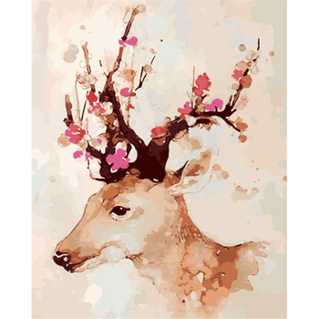 油画油彩画 客厅风景动物大幅手工填色手绘装饰画40*50鹿t2 梅花鹿2