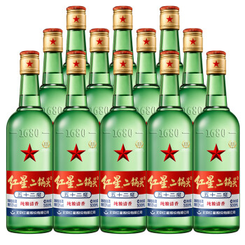 红星（RED STAR）【酒厂直发】红星二锅头 清香型 整箱白酒 52度 大500毫升*12瓶