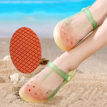 维布伦（VEBLEN）防滑洞洞鞋女款夏季外穿透气包头大码沙滩鞋女士防臭增高果冻鞋女 8102苹果青渐变色  38码