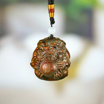 黄杨木雕进宝手把件貔貅抱球男士文玩把玩件转运旺财皮丘吊坠 有