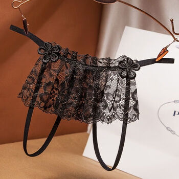 蕾丝摇摆裙情趣内裤女开裆免脱诱惑细带透视性感情趣丁字裤可插sm免脱