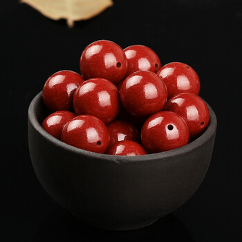 古珍 朱砂散珠子转运珠单颗紫金红diy配件手链女手工串珠材料配饰送