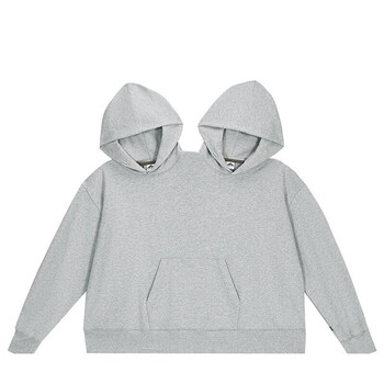 紫晶麟情侣连体卫衣春秋双头薄款亲密合体纯色连帽 灰色 连体衣 均码