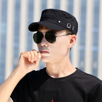 光头帽子男薄款短帽檐平顶帽男士春夏款休闲鸭舌帽韩版百搭短檐棒球帽