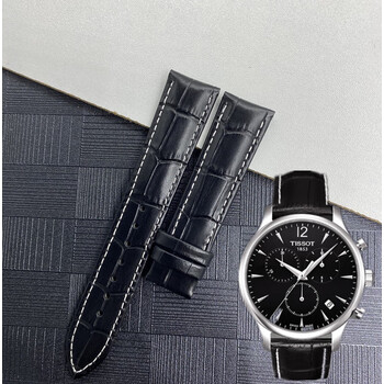 天梭1853俊雅系列t063表带t063617t063610t063637a真皮手表带 黑色