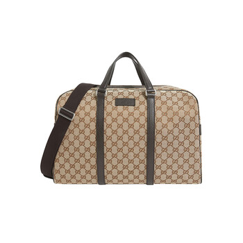 古驰(gucci)女士棕色织物配皮旅行包手提单肩斜挎包 449167 ky9kn