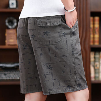 啄木鸟夏季老年人短裤纯棉爸爸休闲宽松大码中年五分裤男大裤衩男士