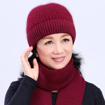 筑凡中年妇女冬天戴的帽子秋冬季中老年人针织帽老人老奶奶妈妈毛线帽