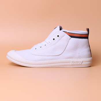 volley高帮春秋小白鞋情侣男女板鞋鞋纯色平跟百搭帆黑色白橘微瑕疵款