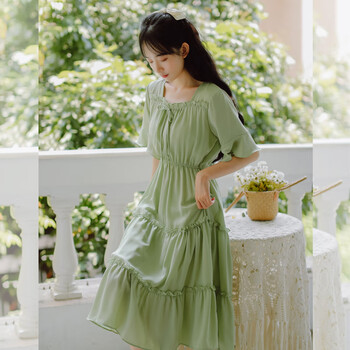 芕岁少女生成人礼服女十八歳岁高中生学生小清新连衣裙孩礼裙子 绿色
