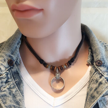 竺戈靓十字架项链男黑绳日韩学生简约潮男个性吊坠欧美潮人男生项链