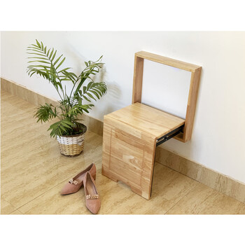 折叠换鞋凳壁挂式实木换鞋凳折叠凳玄关隐形壁挂挂墙式门口家用脚凳