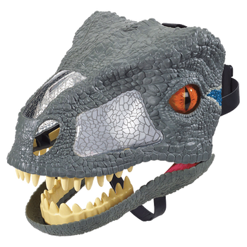 美泰侏罗纪 美泰侏罗纪世界声效恐龙面具模型迅猛龙布鲁儿童男孩仿真