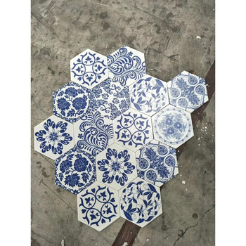 厕所装饰墙砖花片复古六角砖北欧花砖卫生间墙砖厨房地砖水泥灰色艺术小花砖瓷砖青花瓷其它 图片价格品牌报价 京东