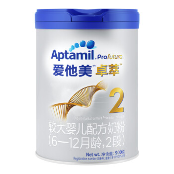 爱他美（Aptamil） 卓萃较大婴儿配方奶粉（6-12月龄，2段） 900g