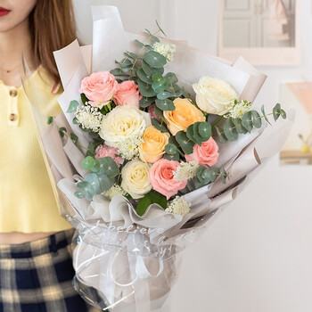 花递鲜花速递红玫瑰花礼盒三八妇女节女神生日礼物送女朋友同城配送 2枝香槟+3枝白雪山+4枝戴安娜+2枝粉康|P16 日常价