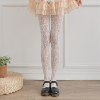 白丝袜子女日系软妹洛丽塔复古长筒打底连裤袜薄款性感蕾丝款白色均码