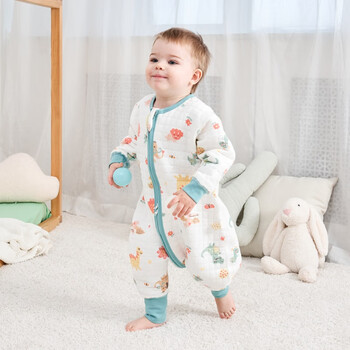 甜蜜礼物四季单层分腿睡袋春夏秋冬新款婴幼儿童男女宝宝防踢被棉分腿睡袋 空气层【春秋18-24度】白色恐龙 90码(身高80-95CM)12-24个月