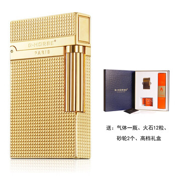 神骏（GHORSE）高端个性纯黄铜清脆砂轮充气体朗声打火机男防风创意个性送礼佳品 032土豪金
