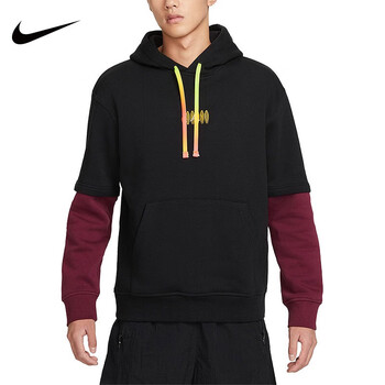 耐克（NIKE） 卫衣男2022冬季新款运动篮球假二件加绒保暖连帽套头衫DV1598 DV1598-010 S