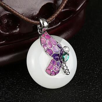 charm knife银镶和田玉平安扣吊坠银镶玉节日礼物项链玉坠饰品 情人节