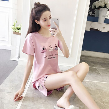奥蜜雪睡衣女夏天纯棉短袖家居服女人甜美可爱卡通学生少女夏季薄款套装可外穿h 3019 L 105 125斤 图片价格品牌报价 京东