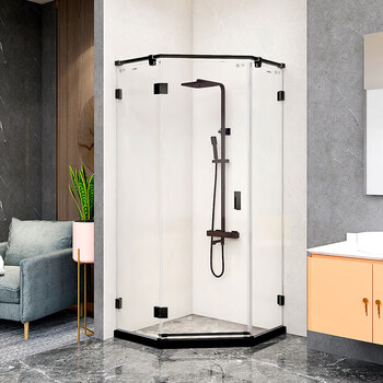 朗斯淋浴房移门 朗斯淋浴房钻石型平开门卫生间洗澡隔断钢化玻璃网红