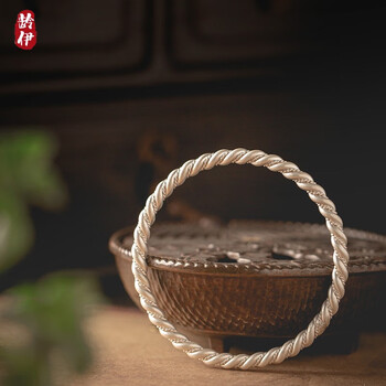 龄伊麻花银手镯9999足银闭口实心银镯子纯手工传承古法手镯年轻款素圈