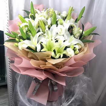 维纳斯鲜花速递红玫瑰花香水百合花束礼盒预定北京海淀成都上海深圳成都同城花店配送花上门真情 白百合韩式花束 图片价格品牌报价 京东