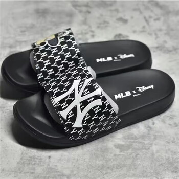mfmlbnymf mlb ny潮牌拖鞋男女情侣夏季老花刺绣潮流一字拖外穿防滑
